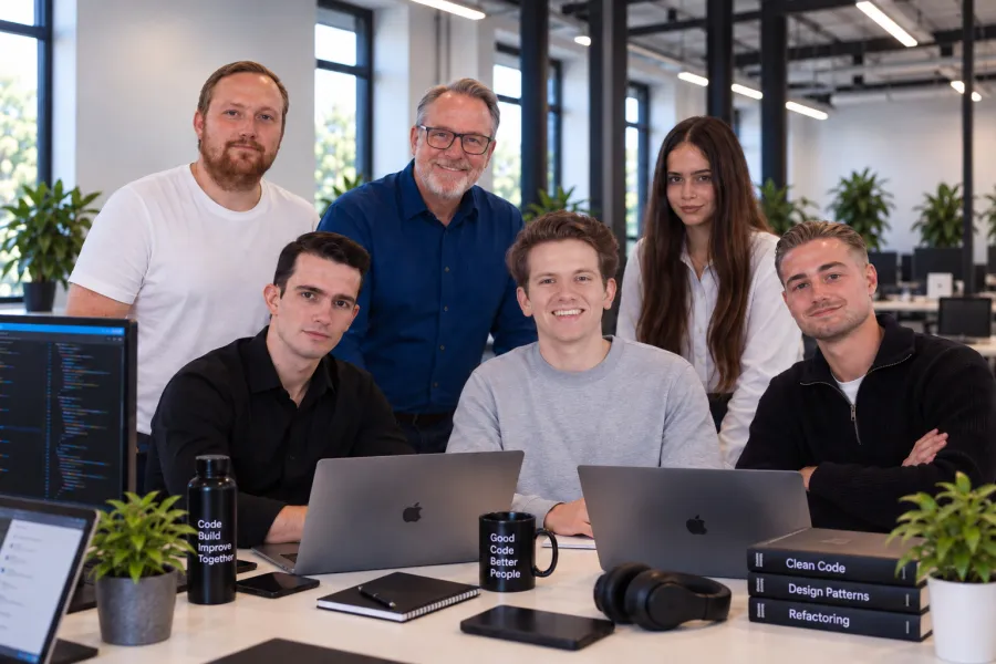 Een team van marketeers, developers en designers